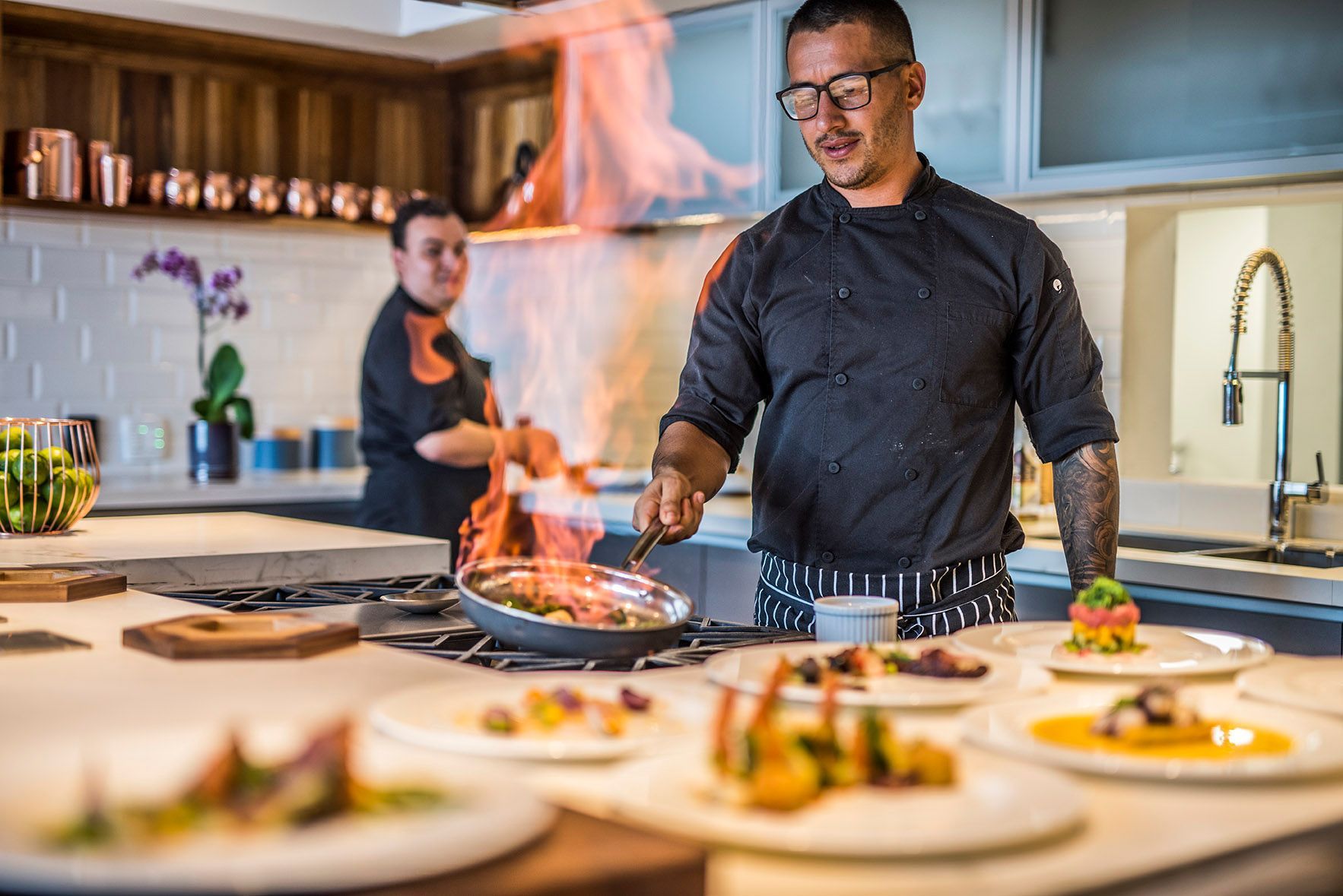 A private chef preparing a personalized meal