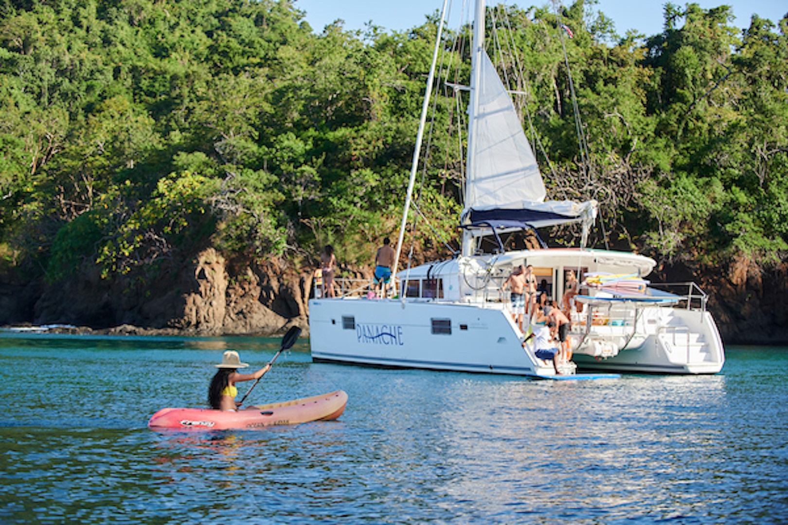 A private yacht anchored along the Costa Rica coastline